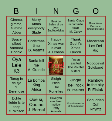 Xmas Muziek Bingo Card