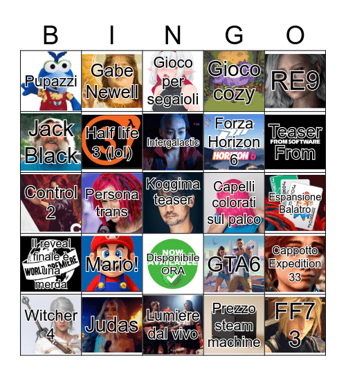 TGA 2025 Bingo Card