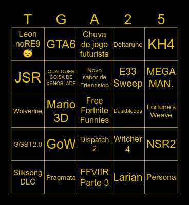 Bingo TGA2025 da CLR Bingo Card