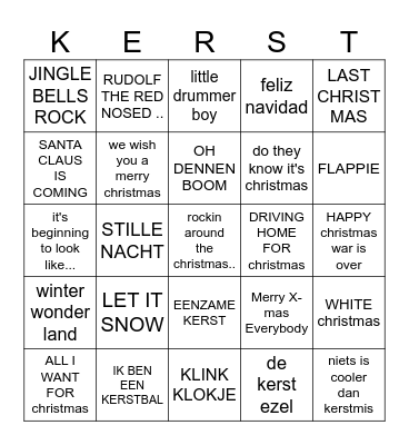 Foute kerstbingo!! Bingo Card