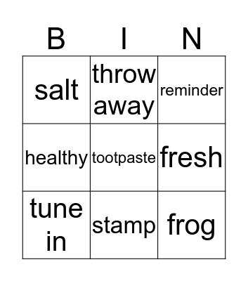 V2 u2 Vocab lesson 3-4 Bingo Card