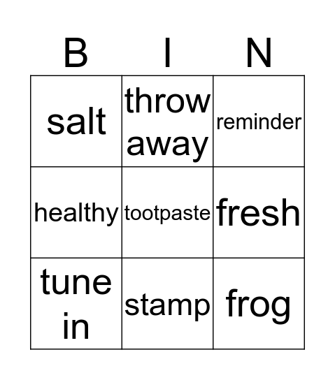 V2 u2 Vocab lesson 3-4 Bingo Card