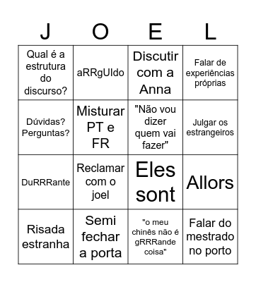 Interpretação Bingo Card