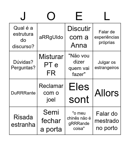 Interpretação Bingo Card