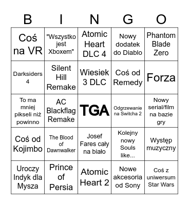 TGA Bingo Card