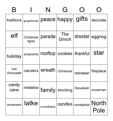 Holiday Bingo Card