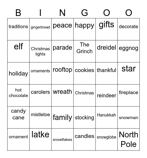 Holiday Bingo Card