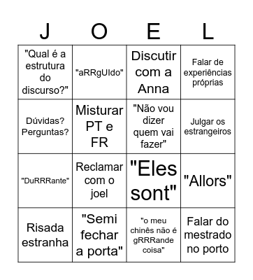 Interpretação Bingo Card