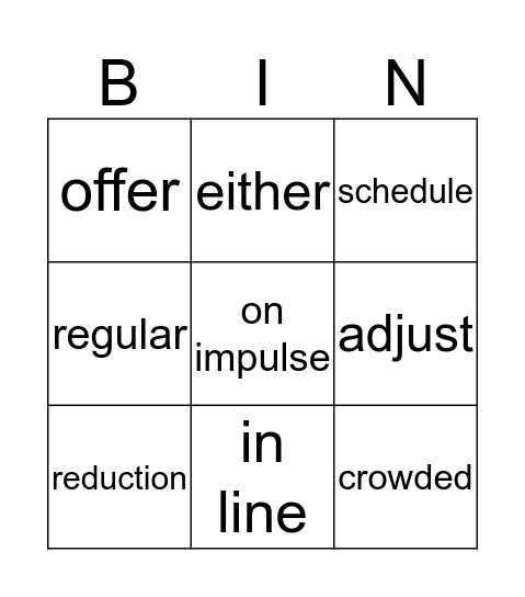 M3 u4 SB 1-2 Bingo Card