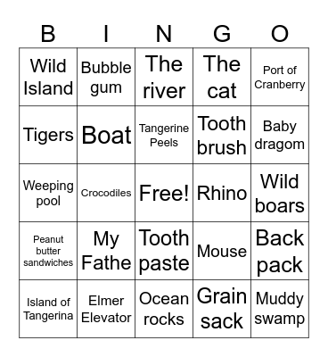 My Father’s Dragon Bingo Card