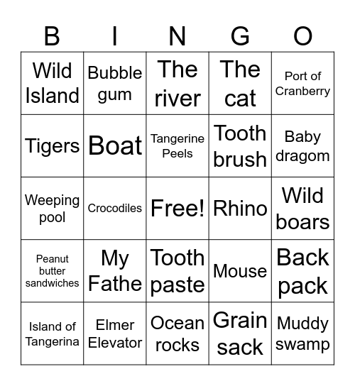 My Father’s Dragon Bingo Card