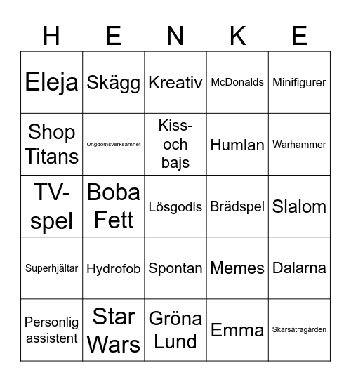 HENRIK 38 ÅR! Bingo Card