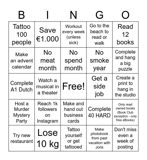 2026 Bingo Card