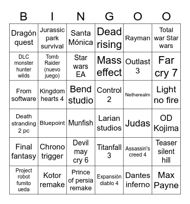 Game awards Bingo Card