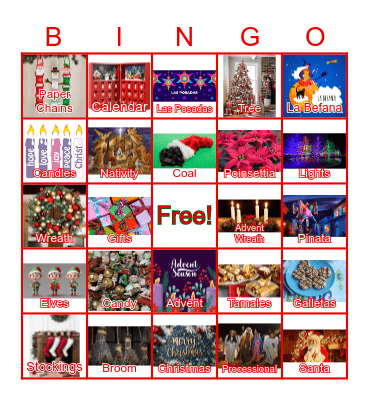 Winter Holidays Bingo Card