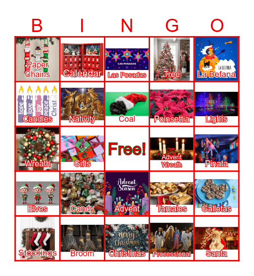 Winter Holidays Bingo Card
