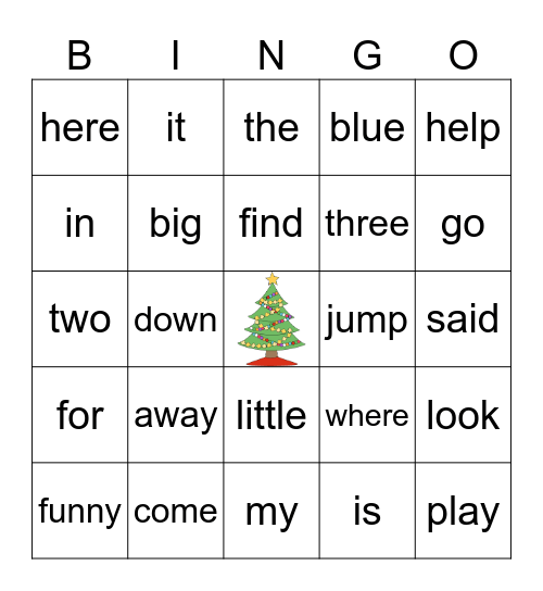 Sight Word Bingo Card