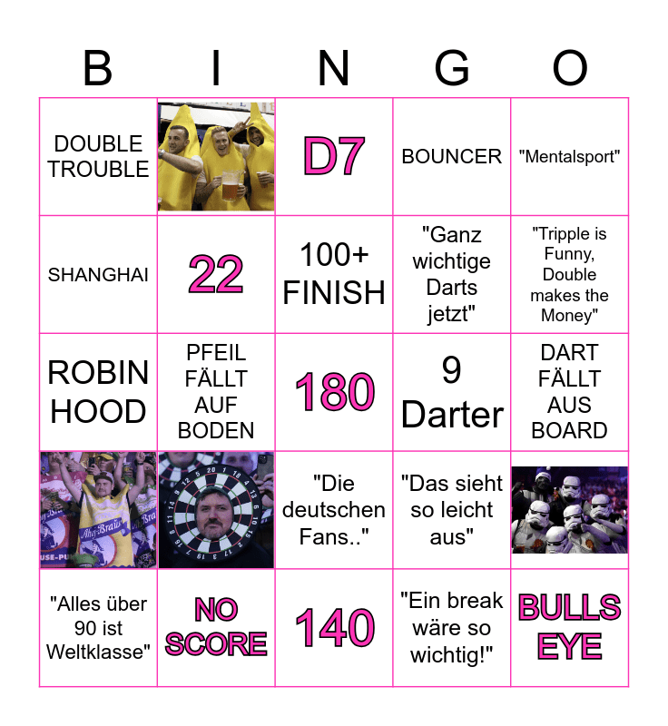DARTS BARBIES BINGO Card