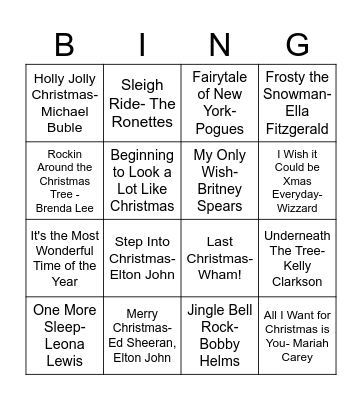 XMAS MUSIC BINGO Card