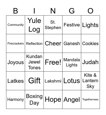 Holiday Fun Celebration - 2025 December All Team Meeting Bingo Card