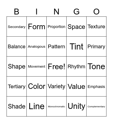 Elements and Principles Bingo Card