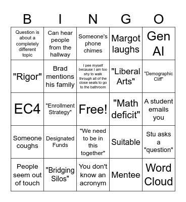 CoE Meeting 12/25 Bingo Card