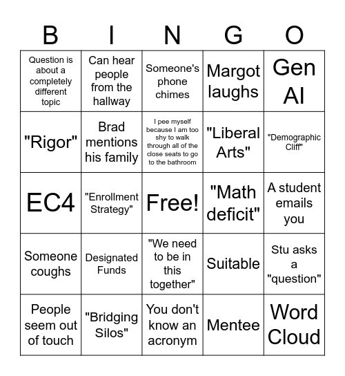 CoE Meeting 12/25 Bingo Card