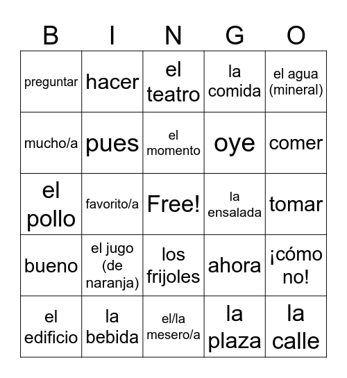 Que Chevere 3B Bingo Card