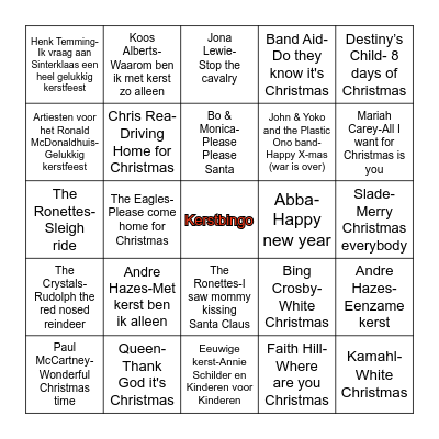 Kerstborrel muziekbingo Card