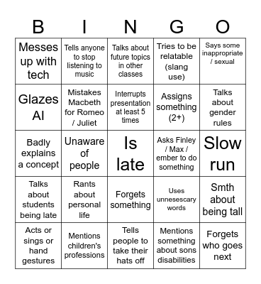 Ms. Morris bingo Card