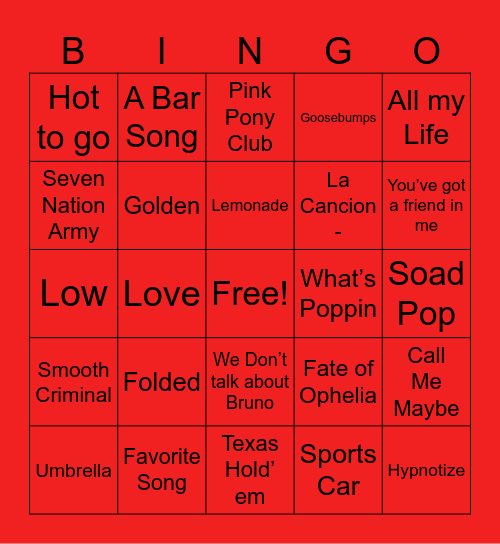Winter Wonderland Bingo Card