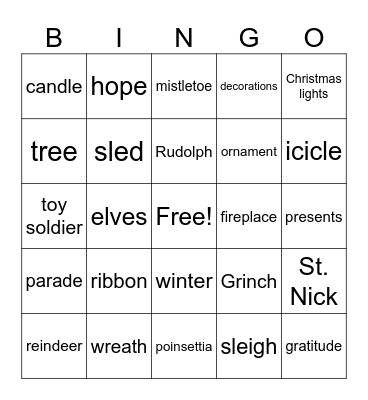 Christmas Bingo Card