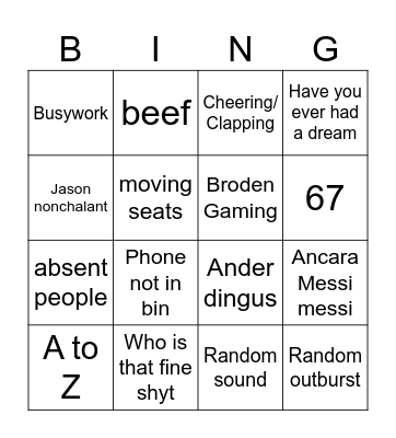 L1 History Bingo Card