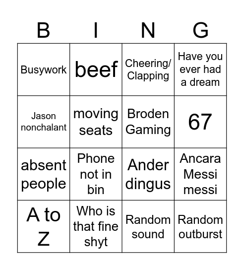 L1 History Bingo Card