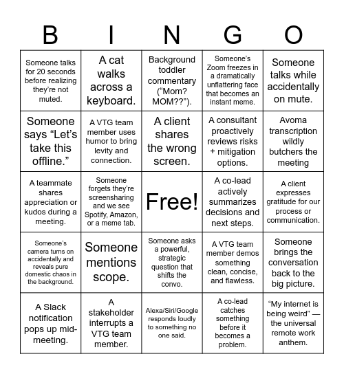 VTG RY26 Bingo Card