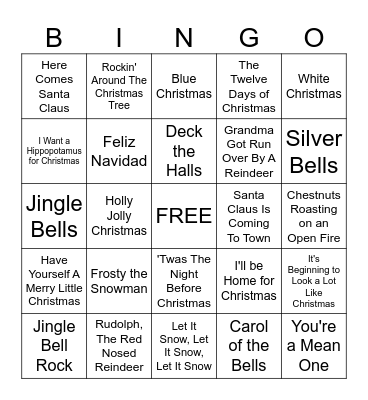CHRISTMAS CAROLS Bingo Card