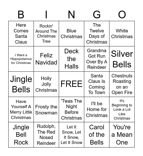 CHRISTMAS CAROLS Bingo Card