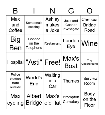 The Chelsea Detective Bingo Card