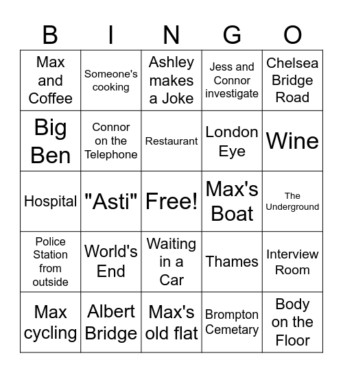 The Chelsea Detective Bingo Card