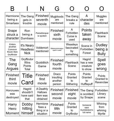 Harry Potter - Drinking Bingo Card