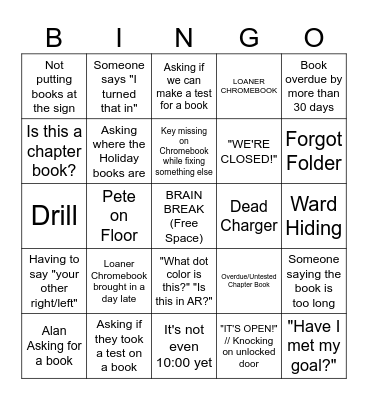 Library Bingo Card