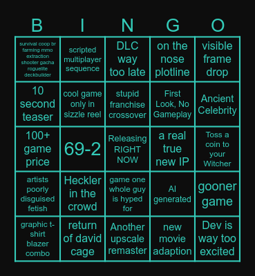 Eggserver Game Awards 2025 Bingo Card