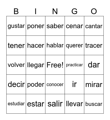 Spanish Final Reveiw Bingo Card