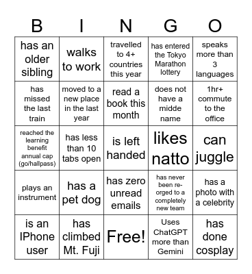 Find Someone Who... Bingo Card
