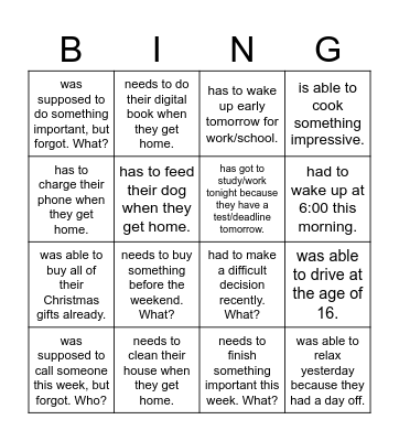 FIND SOMEONE WHO... Bingo Card