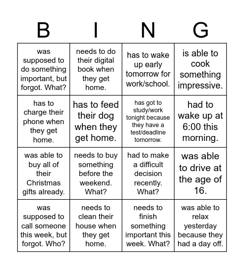 FIND SOMEONE WHO... Bingo Card