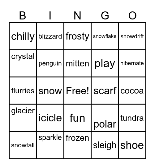 Winter Wonderland Bingo Card
