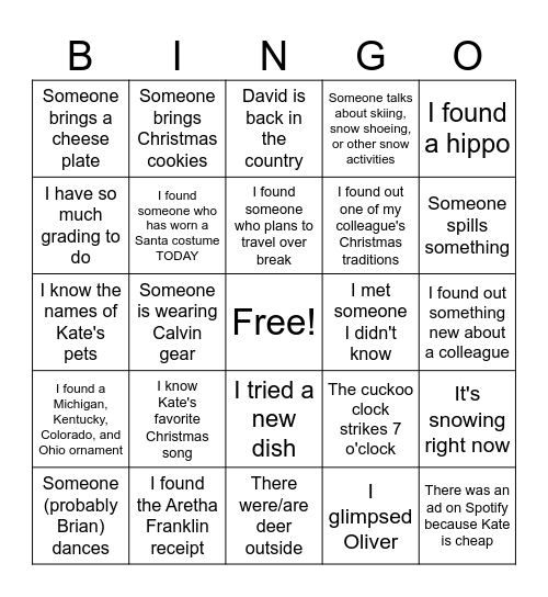 School of Ed Bingo Card