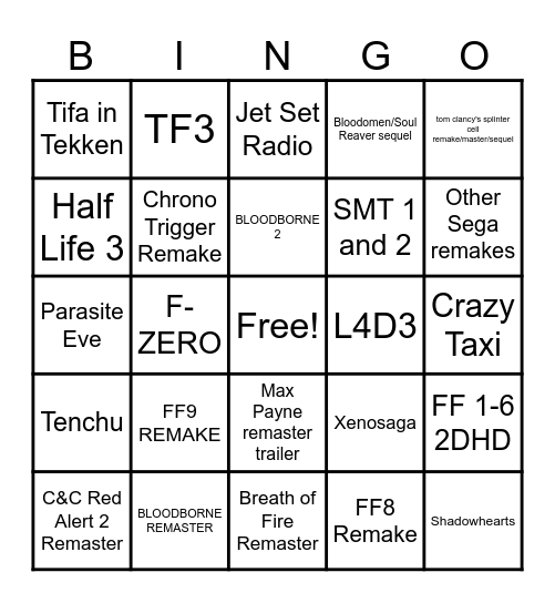 VGA Copiums Bingo Card