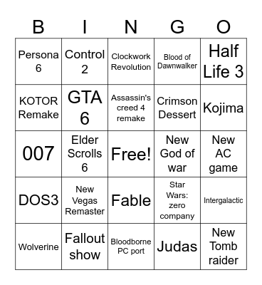 Game awards 2025 bingo Card
